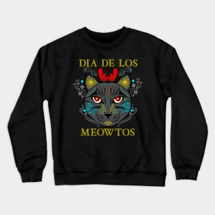 Dia De Los Meowtos Sugar Skull Cat Crewneck Sweatshirt